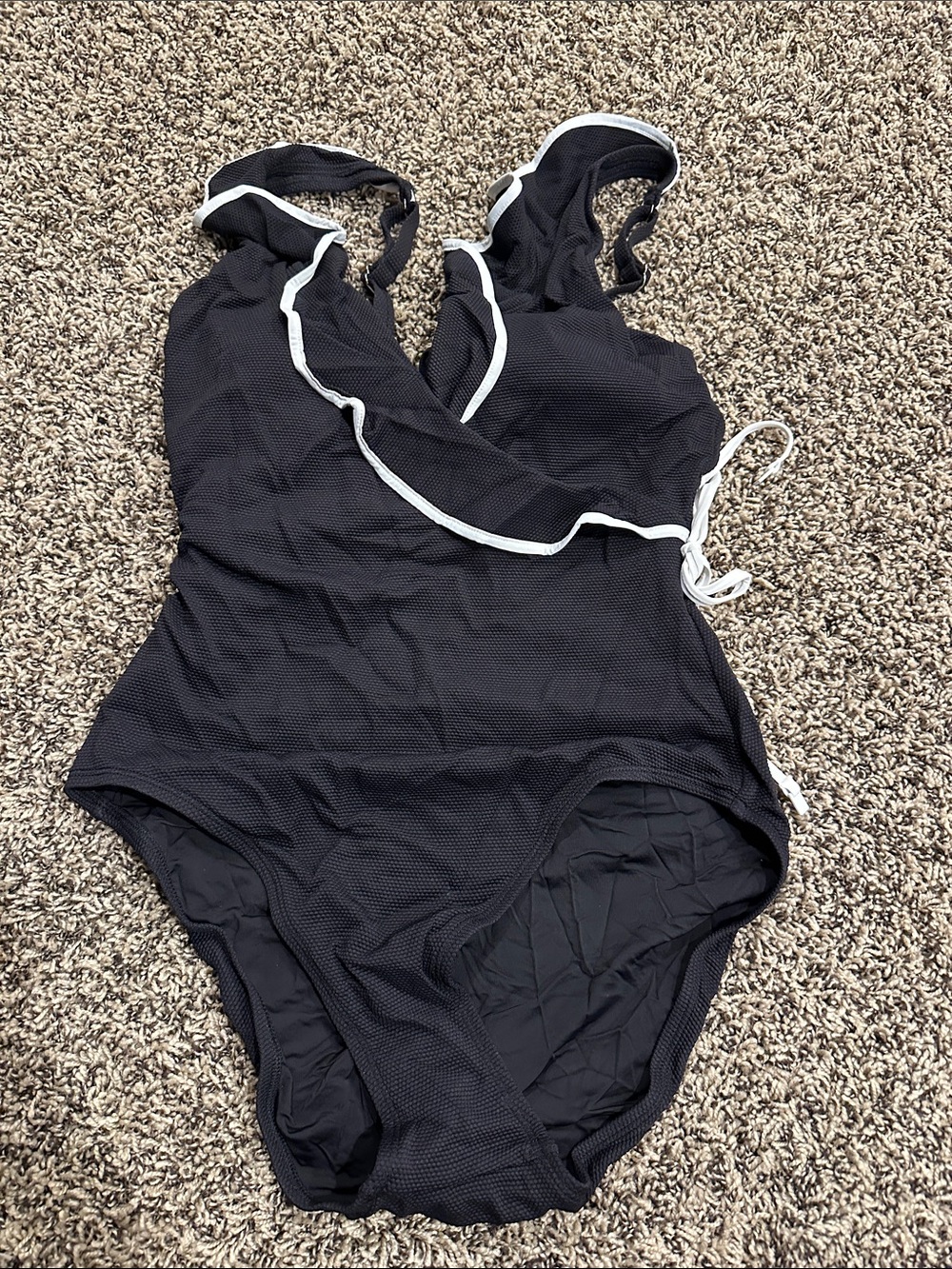 Tommy Bahama Black One-Piece Swimsuit with White Trim
